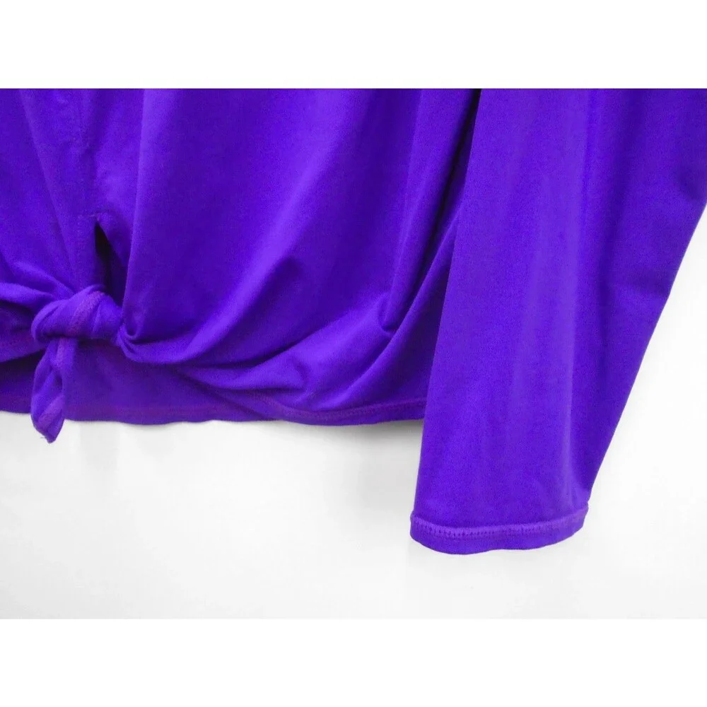 Lilly Pulitzer Kieran Luxletic Womens Size L Long Sleeve Purple Tie Front - Picture 7 of 14